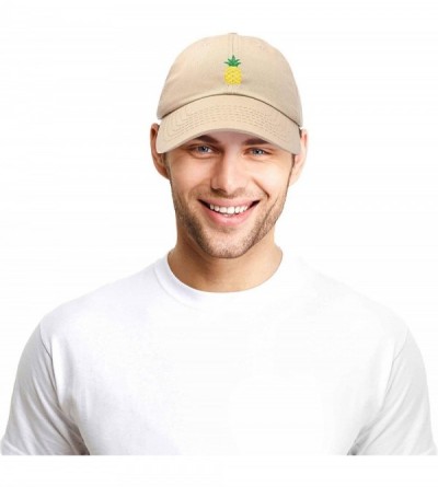 Baseball Caps Pineapple Hat Unstructured Cotton Baseball Cap - Khaki - CL18ICEKZ0D $9.84