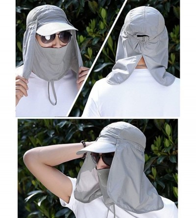 Sun Hats Outdoor Hiking Fishing Hat Protection Cover Neck Face Flap Sun Cap for Men Women - Khaki - C118G89UZ5N $11.79