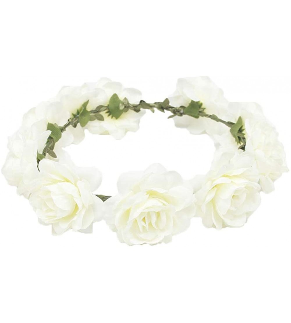 Headbands Flower Crown Floral Hair Wreath Wedding Headband Festival Garland - White - CF18NZS933A $11.66
