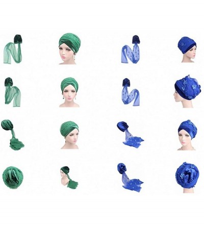 Headbands Women Velvet Turban Hat Headwrap Headscarf Headband Long Head Wrap Hijab Scarf - Fa Flower Black - C418Y9AWSQY $9.20