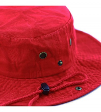 Sun Hats 100% Cotton Stone-Washed Safari Wide Brim Foldable Double-Sided Sun Boonie Bucket Hat - Red - CF12O0S7B4R $15.07
