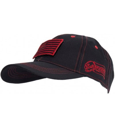 Baseball Caps Classic Cap with Removable Flag Patch- Black/Red Stitching - CM12EZZYXO1 $13.82