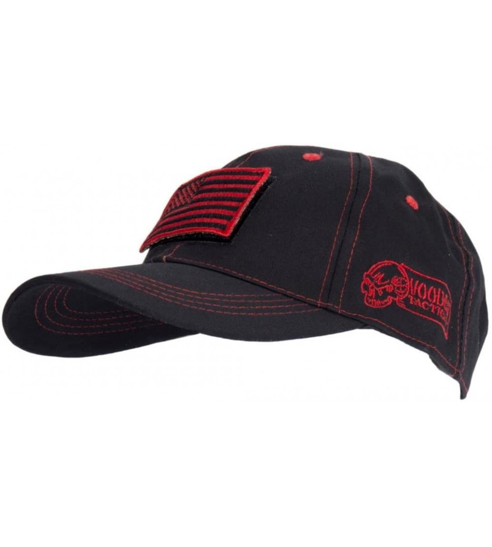 Baseball Caps Classic Cap with Removable Flag Patch- Black/Red Stitching - CM12EZZYXO1 $13.82