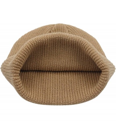 Skullies & Beanies Classic Men's Warm Winter Hats Acrylic Knit Cuff Beanie Cap Daily Beanie Hat - Khaki - CG18H7QNZXD $11.02