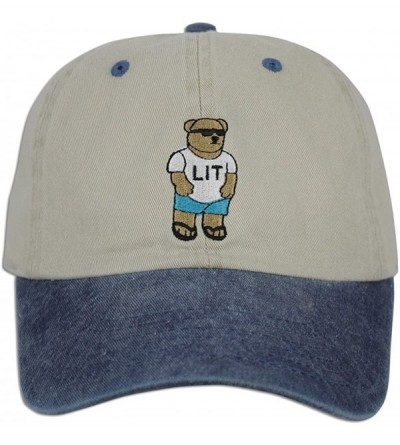 Baseball Caps LIT Teddy Cap Hat Dad Fashion Baseball Adjustable Polo Style Unconstructed New - Sand / Blue - CG1854NETHH $13.03