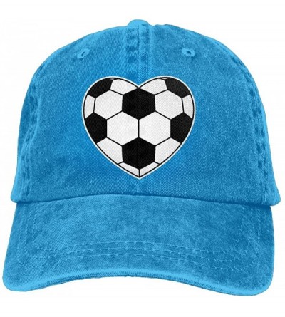 Baseball Caps Unisex Baseball Cap Denim Hat Soccer Ball Heart Shaped Adjustable Snapback Peak Cap - Royalblue - CS18GEGTSQC $...