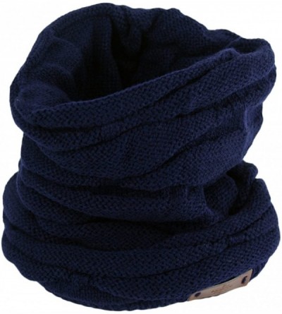 Skullies & Beanies Women's Casual Knit Multi Purpose Winter Thick Warm Slouchy Headwrap Beanie Cap Hat - Navy - CI12506G5XB $...