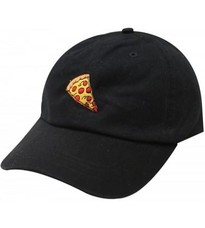 Baseball Caps Pepperoni Pizza Cotton Baseball Dad Caps - Black - CQ12LLUVUCV $12.87