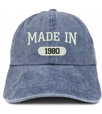 Baseball Caps Made in 1980 Embroidered 40th Birthday Washed Baseball Cap - Navy - CG18C7H5OYR $18.70