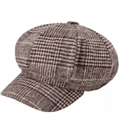Newsboy Caps Women Cabbie Newsboy Hat Vintage Plaid Beret - Coffee - C618L8LLWEK $10.43