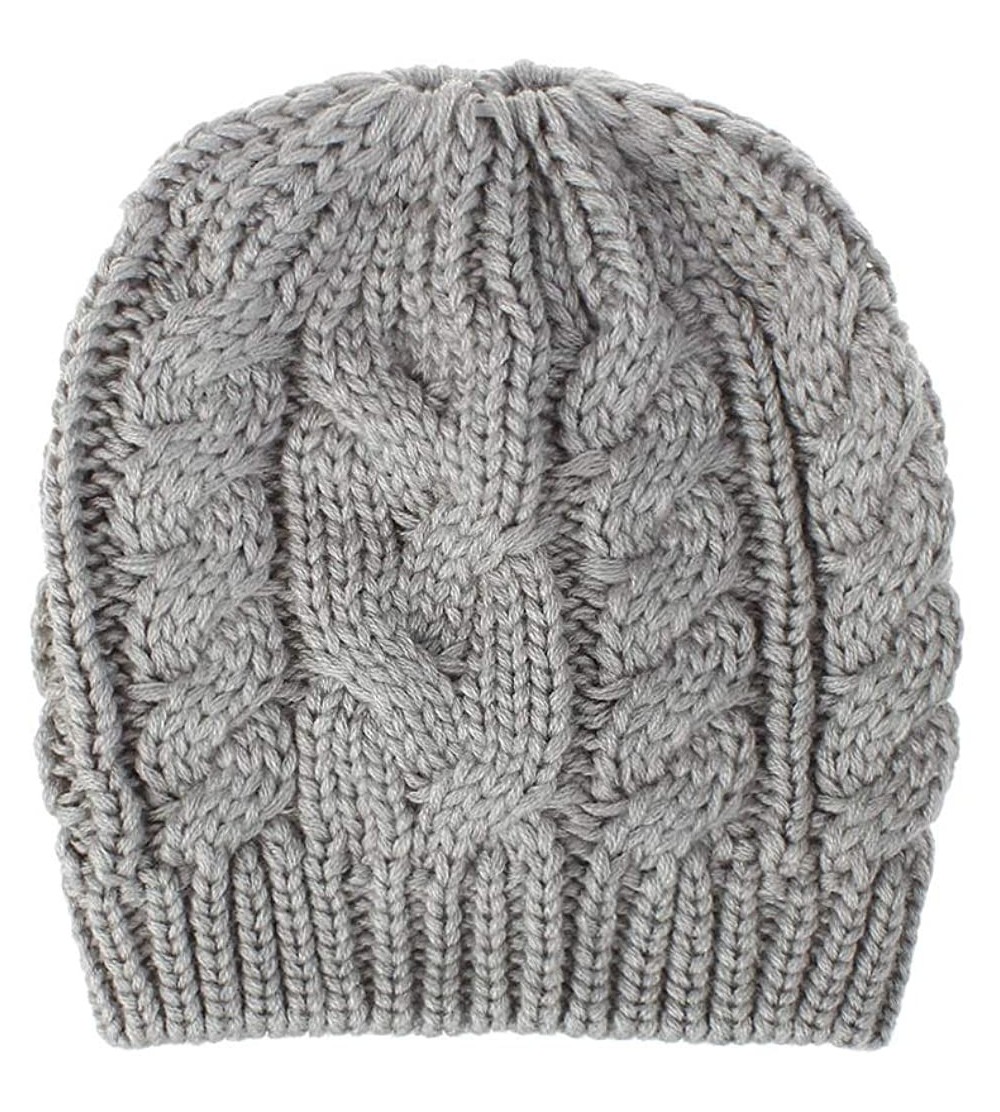 Skullies & Beanies Womens Ponytail Beanie Hat Soft Knit BeanieTail Warm Winter Knit Ribbed Slouchy BeanieTail Hats - Z-grey -...