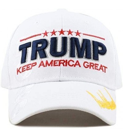 Skullies & Beanies Trump 2020 Keep America Great 3D Embroidery American Flag Baseball Cap - 019 White - CY18WO8RGMH $15.22