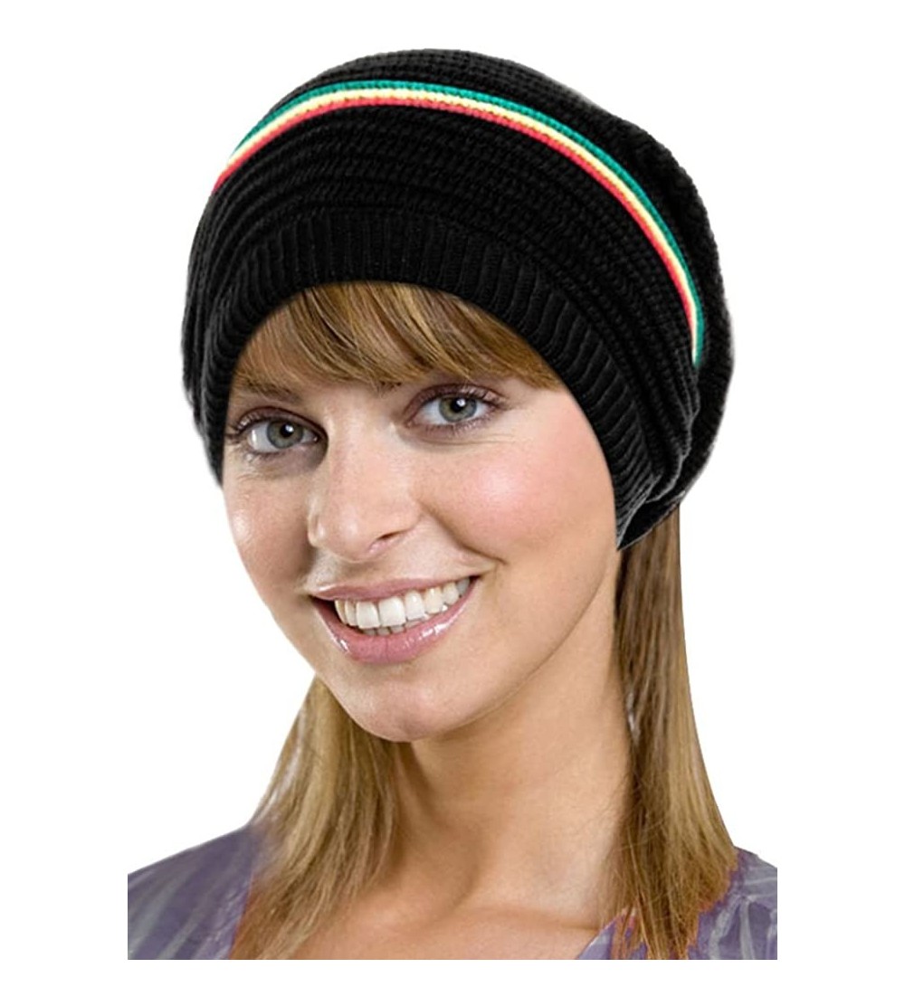 Skullies & Beanies Men/Women's Retro Oversized Slouchy Winter Knit Beanie Hat - Color Stripes_black - C7186WOL0G7 $11.86