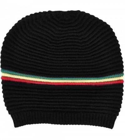 Skullies & Beanies Men/Women's Retro Oversized Slouchy Winter Knit Beanie Hat - Color Stripes_black - C7186WOL0G7 $11.86