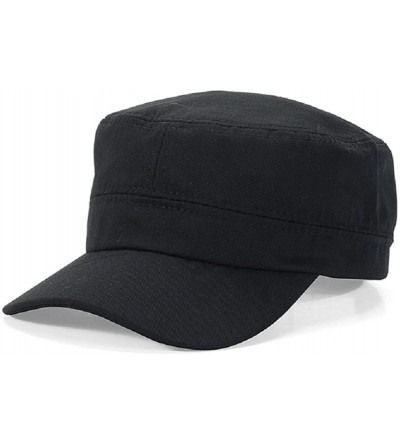 Baseball Caps Men Cotton Flat Top Hat Army Millitary Corps Hat Baseball Cap Women - Black - C6184GCTIKG $20.15