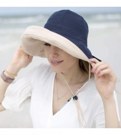 Sun Hats Sun Hats Women Bucket Floppy Cotton Hat Wide Brim Summer Beach Caps Packable UV UPF 50+ - Navy Blue - CS18OSW47YK $1...