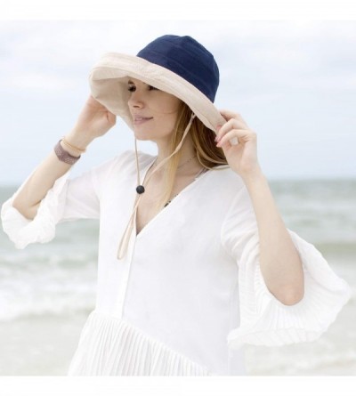 Sun Hats Sun Hats Women Bucket Floppy Cotton Hat Wide Brim Summer Beach Caps Packable UV UPF 50+ - Navy Blue - CS18OSW47YK $1...