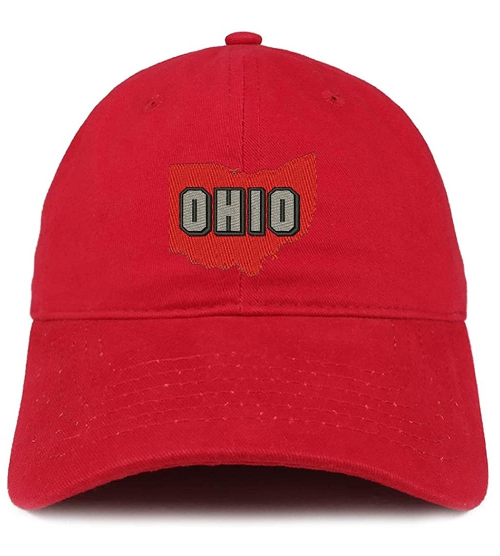 Baseball Caps Ohio State Embroidered Unstructured Cotton Dad Hat - Red - CK18S7YW7DY $13.46