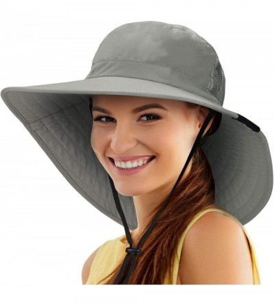 Sun Hats Sun Hat Wide Brim Fishing Boonie Cap Safari Hat for Women Hiking - Grey - C6180HWOW3X $18.50
