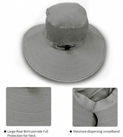 Sun Hats Sun Hat Wide Brim Fishing Boonie Cap Safari Hat for Women Hiking - Grey - C6180HWOW3X $18.50