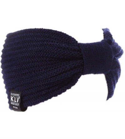 Headbands Women Fashion Casual Stripe Knitted Headband Hair Band Hair Accessori Cold Weather Headbands - Navy Blue - C618LR49...