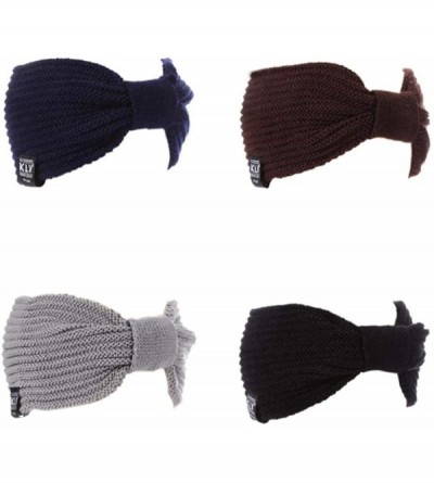Headbands Women Fashion Casual Stripe Knitted Headband Hair Band Hair Accessori Cold Weather Headbands - Navy Blue - C618LR49...