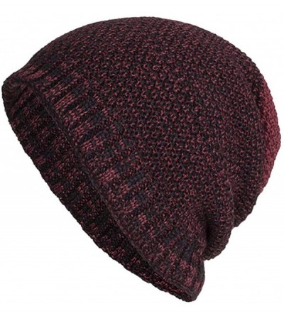 Skullies & Beanies Women's Solid Color Wool Knit Hats Earmuffs Parent-Child Caps - Wine7 - CB18I774CUD $11.04