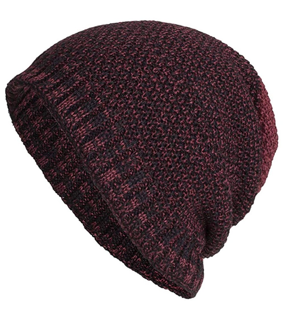 Skullies & Beanies Women's Solid Color Wool Knit Hats Earmuffs Parent-Child Caps - Wine7 - CB18I774CUD $11.04