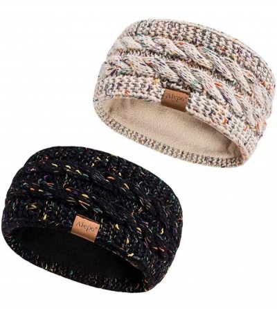 Cold Weather Headbands Winter Wool Headband For Women- Warm Knit Thick Fleece Lined Ear Warmer Muffs Head Wrap Messy Bun Pony...
