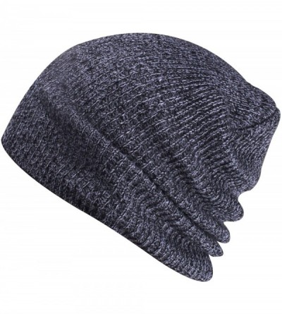 Skullies & Beanies Slouchy Winter Hats Knitted Beanie Caps Soft Warm Ski Hat - Grey White - C312K49KOWH $9.35