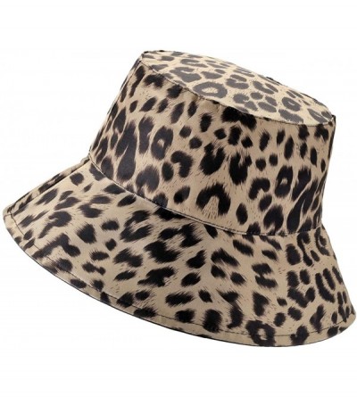 Sun Hats Womens Leopard Printed Cotton Bucket Hat Summer Beach Sun Hats - Black - C418R8HWLGX $10.44