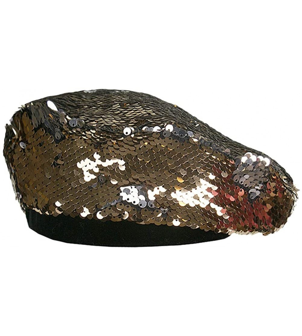 Skullies & Beanies Womens Sequin Beret Cap Shining Beanie Fashion Retro Casual Hat - Golden - C518KDOZW6G $10.82