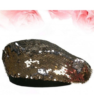 Skullies & Beanies Womens Sequin Beret Cap Shining Beanie Fashion Retro Casual Hat - Golden - C518KDOZW6G $10.82