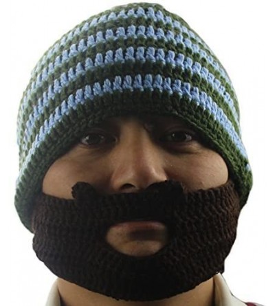 Bomber Hats Women's Beard Mustache Knitted Striped PHat Hip Hop Beanie Cap - Blue - CH11HW8EU7J $19.17