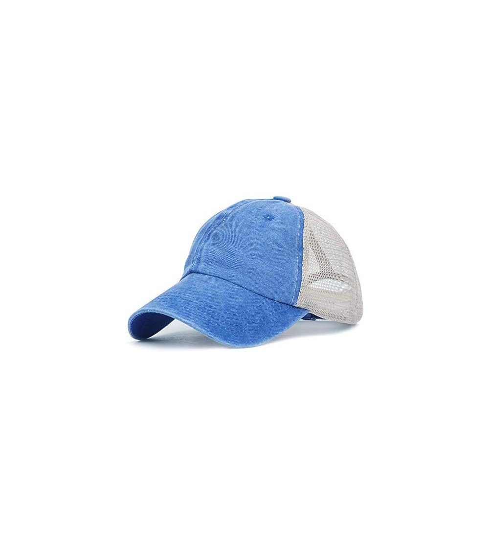 Baseball Caps Vintage Distressed Trucker Hat Mesh Adjustable Baseball Cap Unisex Headwear - Blue - CB18ROYWXCU $10.93