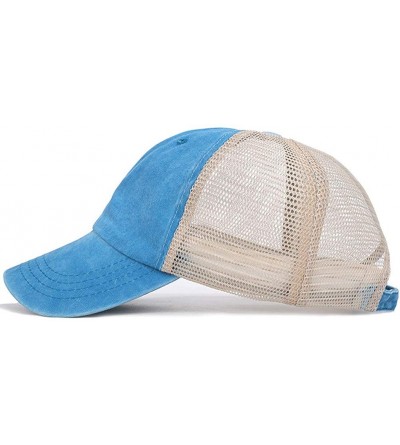 Baseball Caps Vintage Distressed Trucker Hat Mesh Adjustable Baseball Cap Unisex Headwear - Blue - CB18ROYWXCU $10.93
