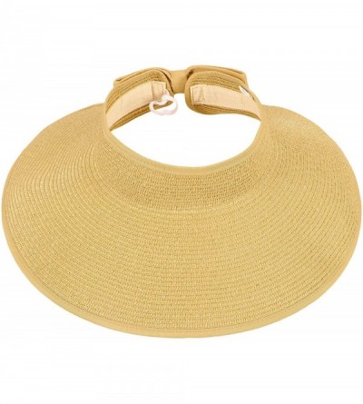 Sun Hats Spring/Summer Classics Edition Straw Roll-able Sun Visor Hat - Beige - C4198K9WMHQ $16.19