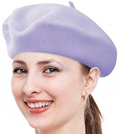 Berets Classic Lady Women Warm Wool Blend French Artist Beret Beanie Winter Hat Ski Cap - Light Purple - C418MDMSM35 $10.00