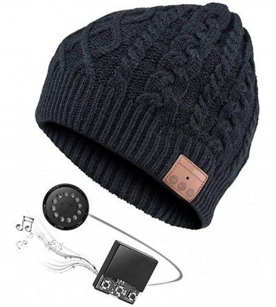 Skullies & Beanies Men's Bluetooth Beanie Hat Warm Winter Music Hat Built-in Stereo Speaker & Mic - B Black - CQ1936OGSGO $10.72