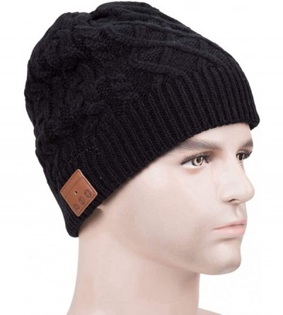 Skullies & Beanies Men's Bluetooth Beanie Hat Warm Winter Music Hat Built-in Stereo Speaker & Mic - B Black - CQ1936OGSGO $10.72