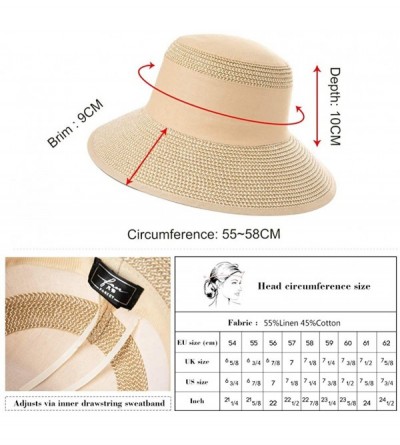 Sun Hats Womens Braided Summer Sun Hat UPF Protection Panama Fedora Outdoor Beach Hiking - 00770_khaki Beige - CT18W2UKDCX $1...