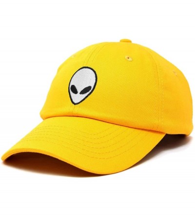 Baseball Caps Alien Head Baseball Cap Mens and Womens Hat - Gold - CW18M64SNGZ $10.32