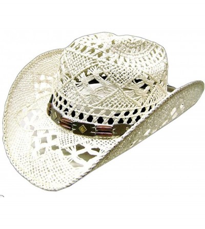 Cowboy Hats Women's Cool Summery Straw Hat White - CT127O0MLST $23.59