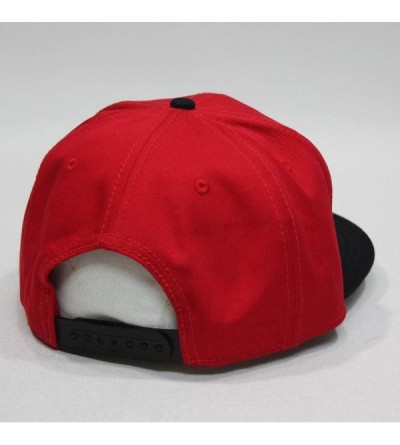 Baseball Caps Premium Plain Cotton Twill Adjustable Flat Bill Snapback Hats Baseball Caps - 70 Black/Red - CI12MSKBZ6J $14.96