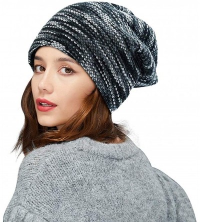Skullies & Beanies Men Women Slouchy Thick Beanie Warm Knitted Hat Ladies Winter Loose Knit Ski Cap - Grey - C018K5RIE6W $11.86