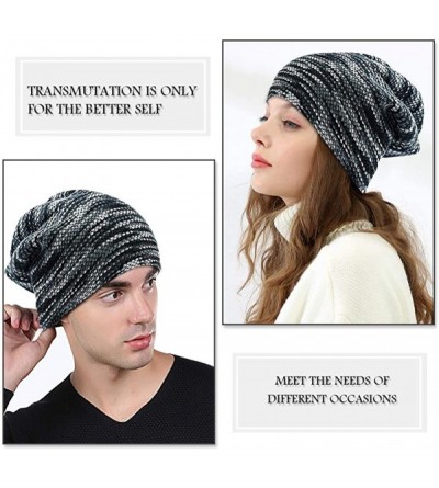 Skullies & Beanies Men Women Slouchy Thick Beanie Warm Knitted Hat Ladies Winter Loose Knit Ski Cap - Grey - C018K5RIE6W $11.86