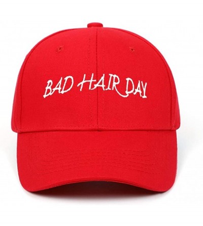 Baseball Caps Bad Hair Day Letter Embroidered Curved Adjustable Baseball Cap- Love Hat-Cotton Cap - Red - C7199LMQLZI $12.47