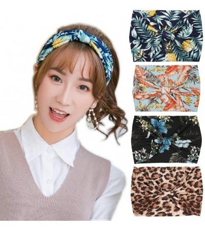 Headbands 6 Pack Women Girls Silk Satin Headbands Solid Color Elastic Hairband Twisted Turban - Hawaii Print - CR18N8NO7I7 $1...