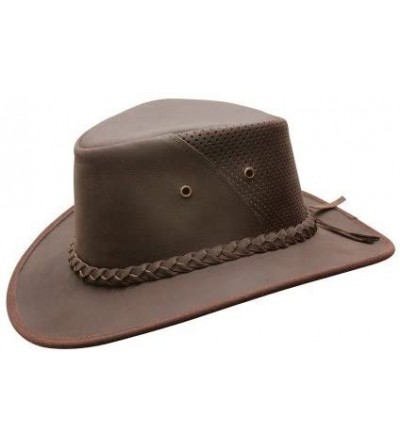 Sun Hats Men's Down Under Leather Breezer Hat- Dark - Dark Brown - CC11DXLCMYH $48.96