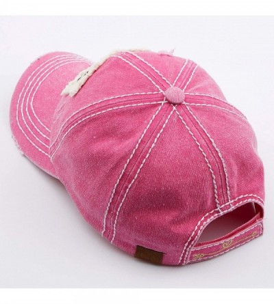 Baseball Caps Exclusives Hatsandscarf Washed Distressed Cotton Denim Ponytail Hat Adjustable Baseball Cap (BT-761) - CO18RDRZ...